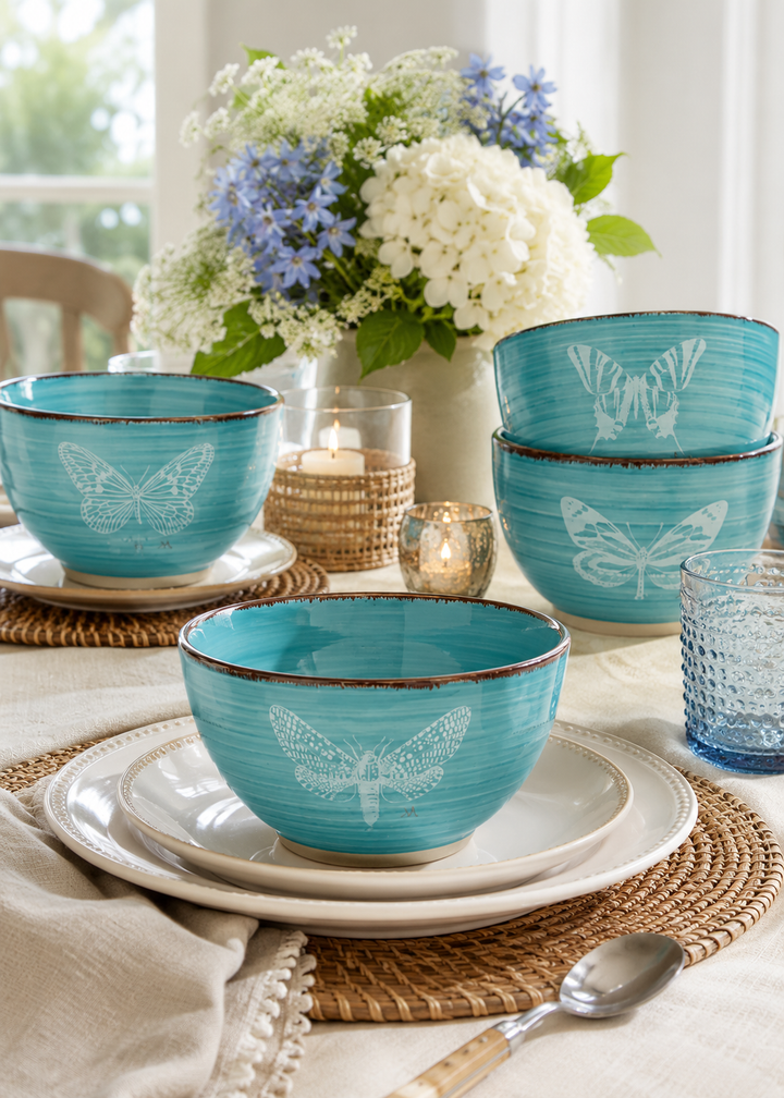 Butterfly Breeze Turquoise Bowl Collection (Set of 4)
