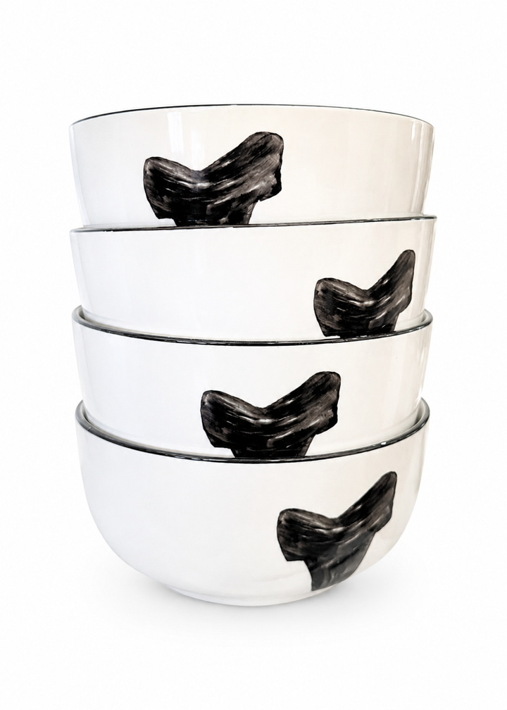 Shark Tooth Porcelain Bowls (Set of 4)