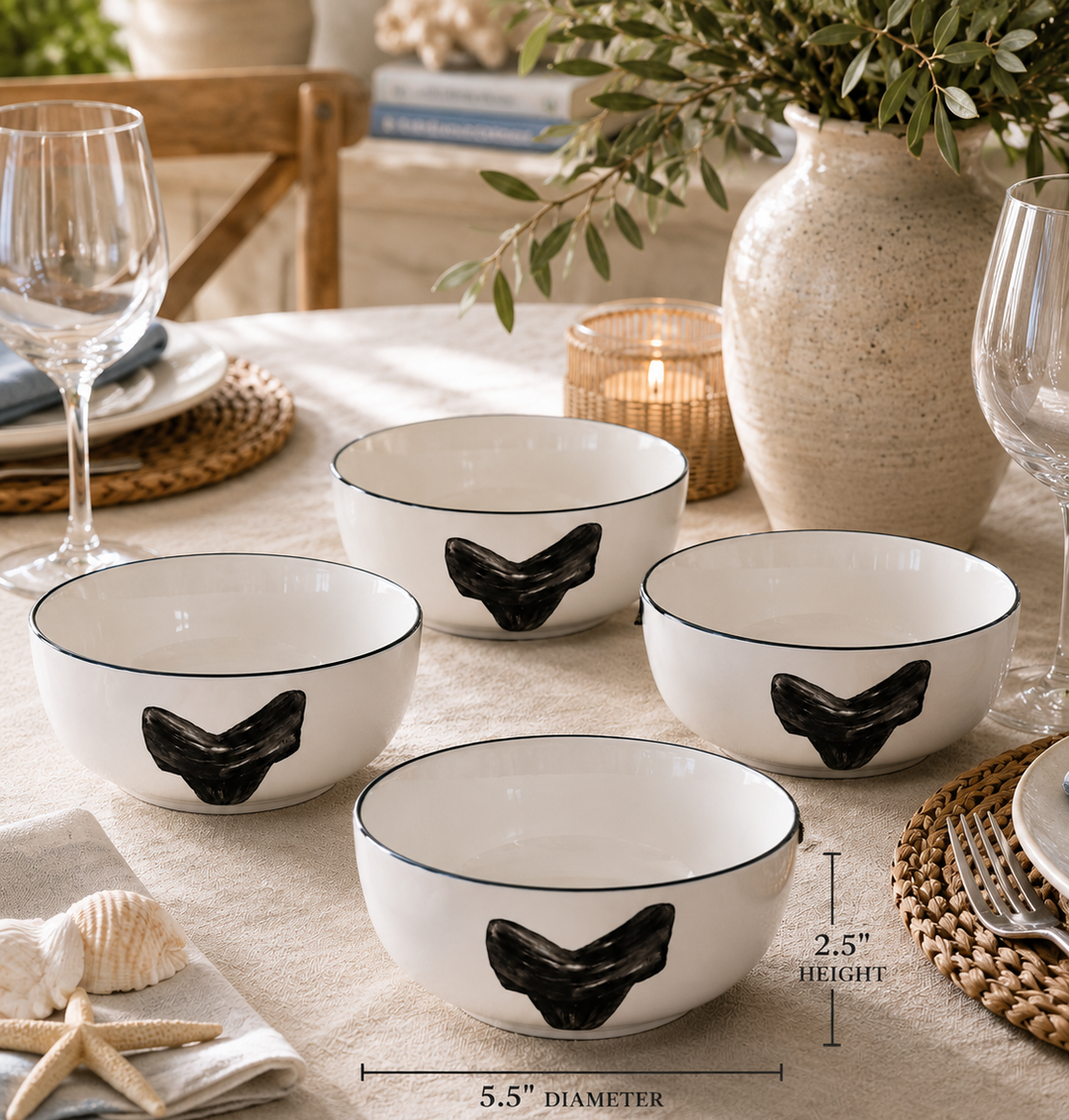 Shark Tooth Porcelain Bowls (Set of 4)