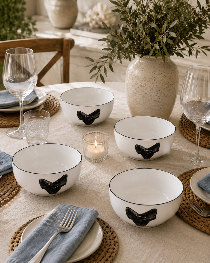 Shark Tooth Porcelain Bowls (Set of 4)