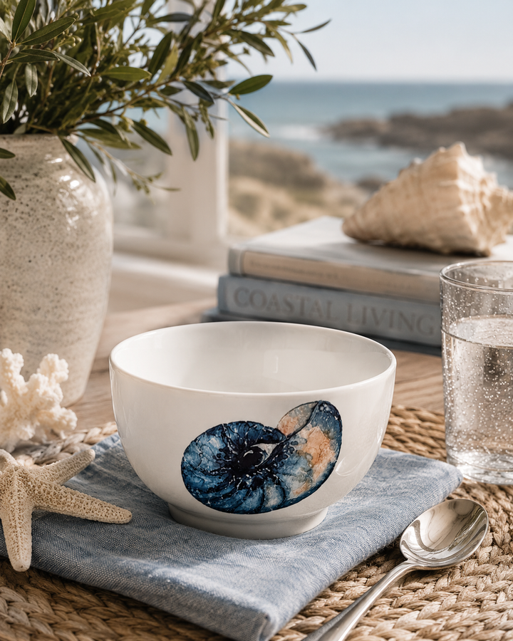 Coastal Nautilus Shell Porcelain Bowl