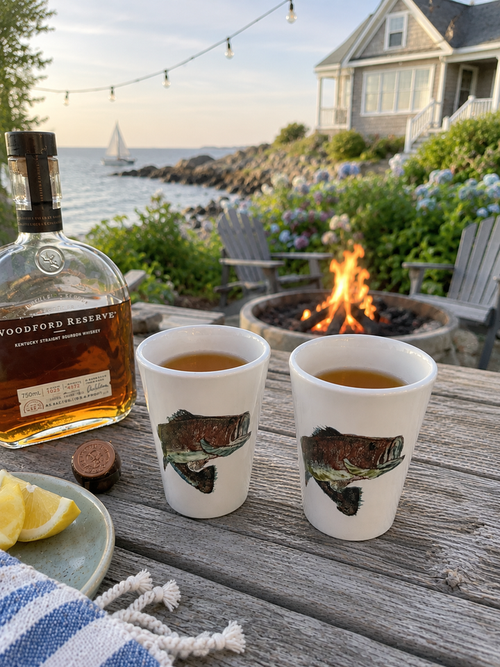 Coastal Bass Porcelain Shot Glass
