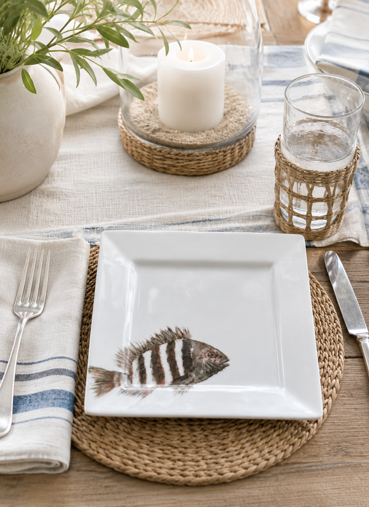 Coastal Sheepshead Fish Porcelain Serving Platter
