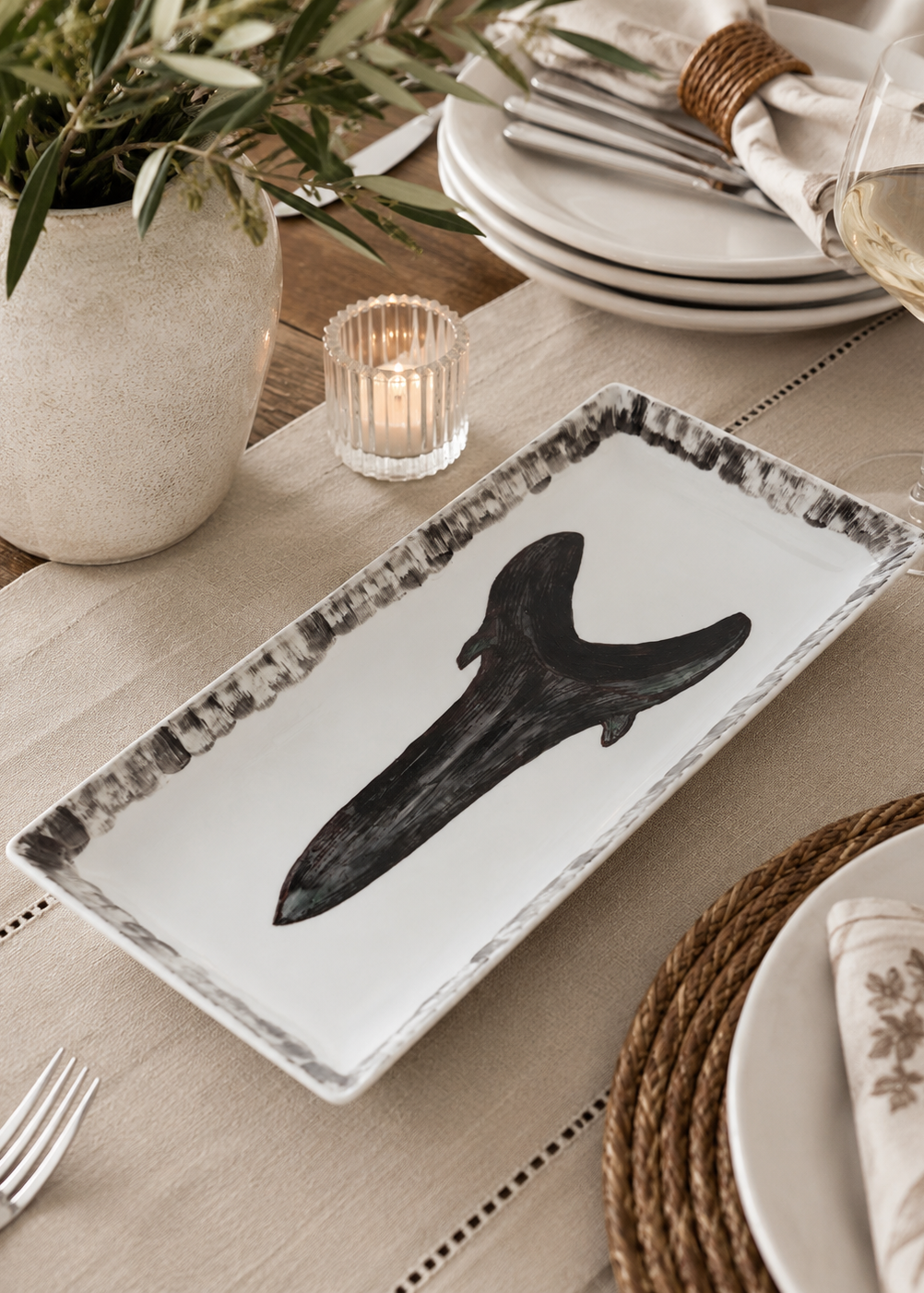 Coastal Shark Tooth Porcelain Serving Platter