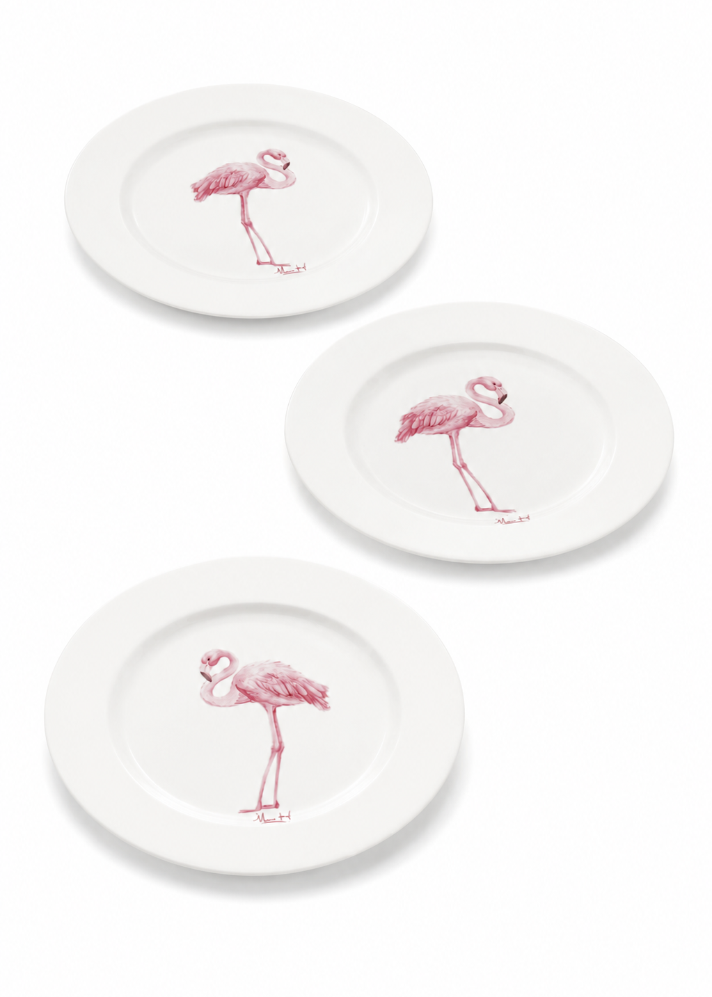 Pink Flamingo Porcelain Plate Set – (Set of 3)