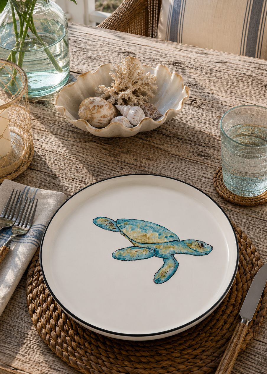 Coastal Sea Turtle Porcelain Plate