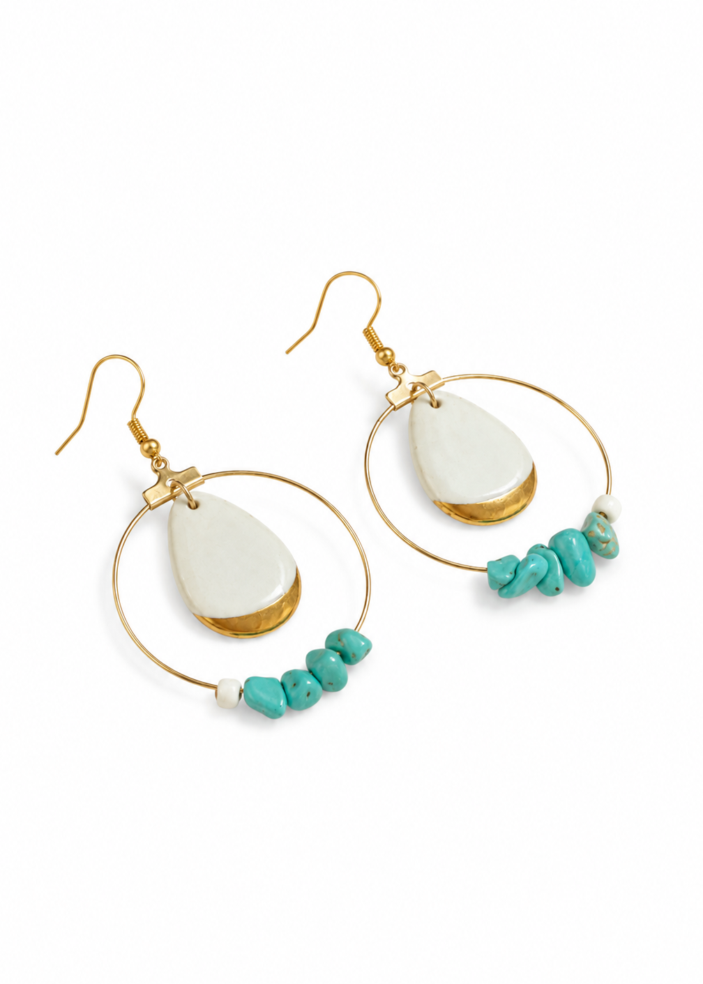 Turquoise Hoop Drop Earrings