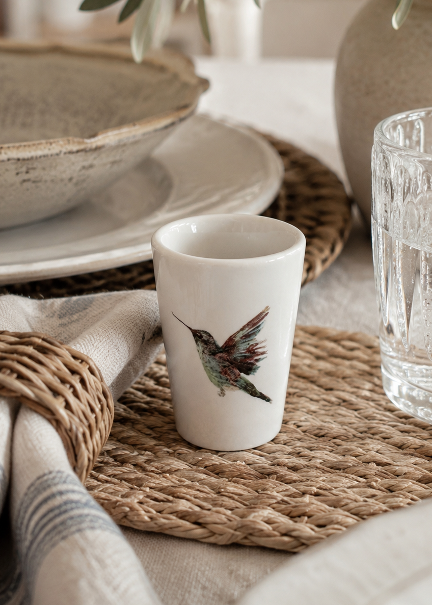 Hummingbird Porcelain Shot Glass