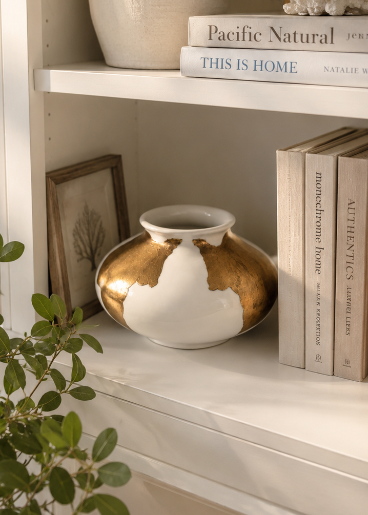 White Porcelain Gold Angel Wing Vase