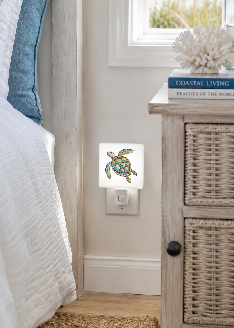 Coastal Sea Turtle Porcelain Nightlight