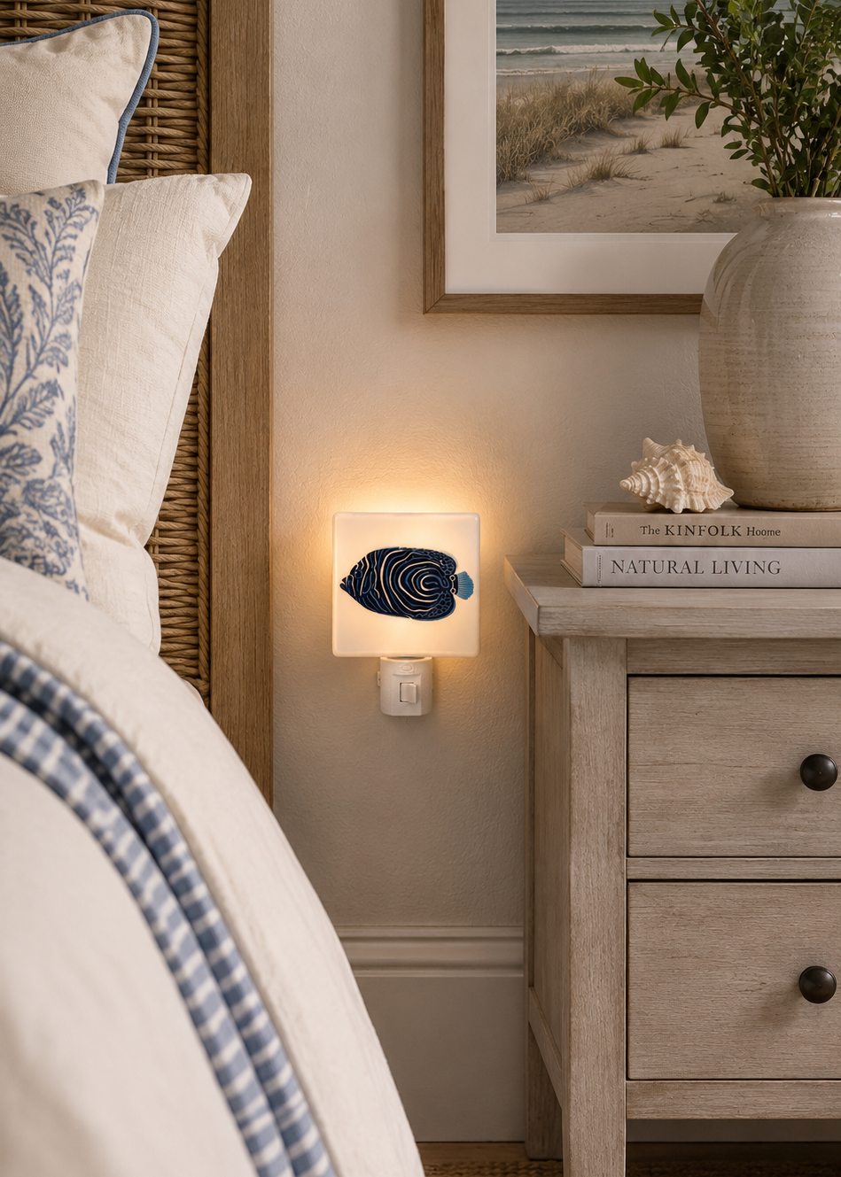 Tropical Blue Angelfish Porcelain Nightlight