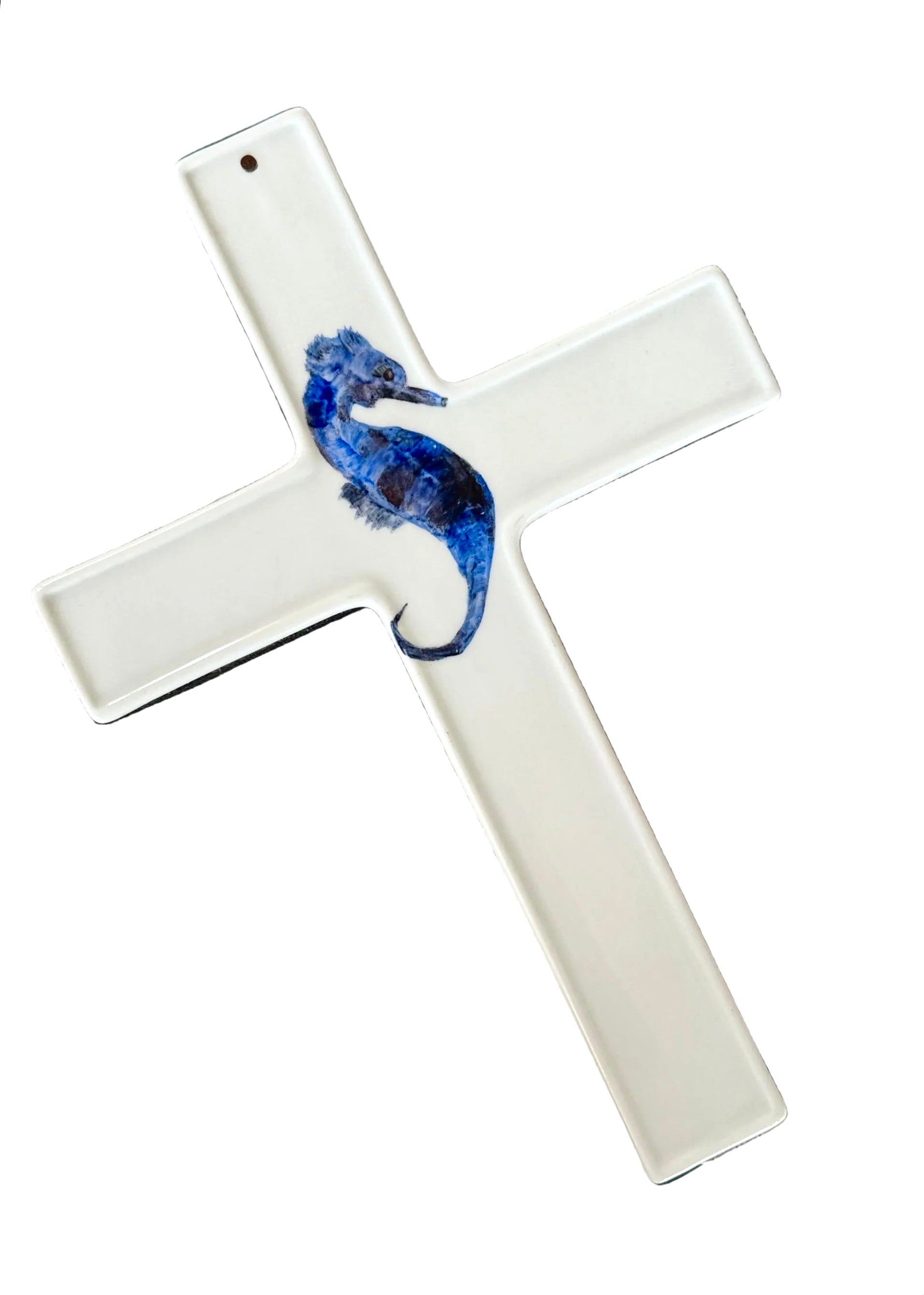 Coastal Blue Seahorse Cross Tabletop Anchor
