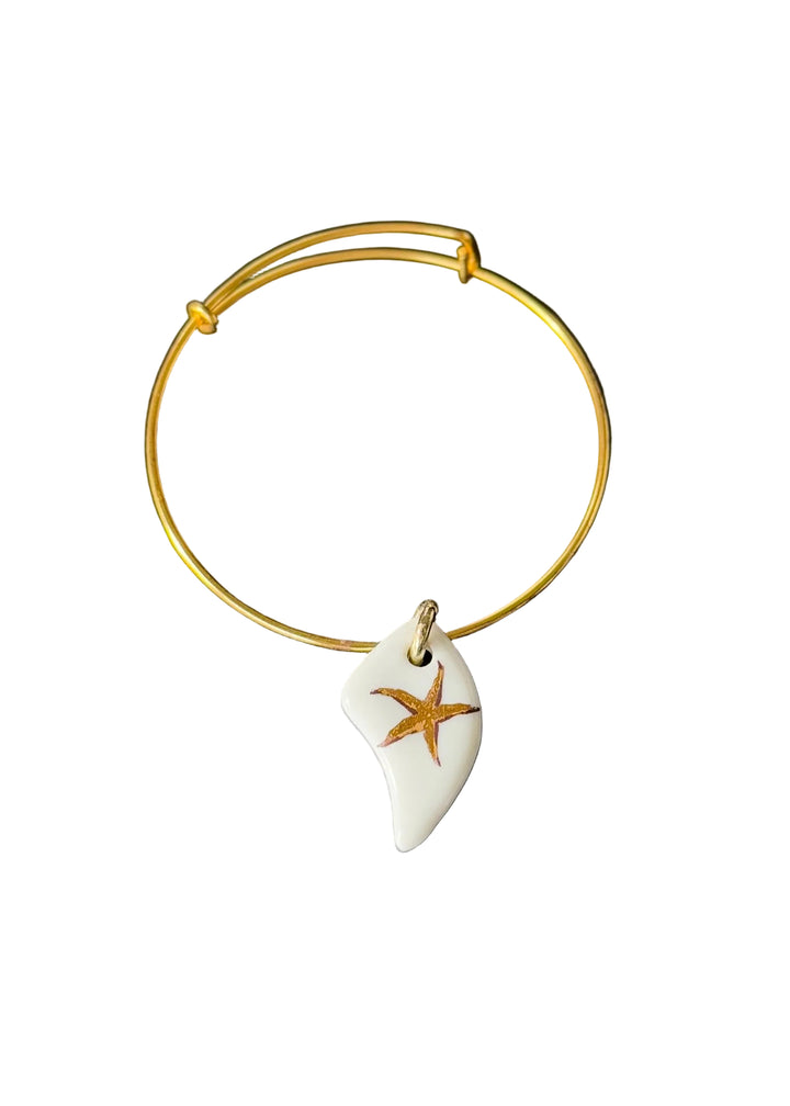 Gold Starfish Porcelain Pendant Gold Bracelet