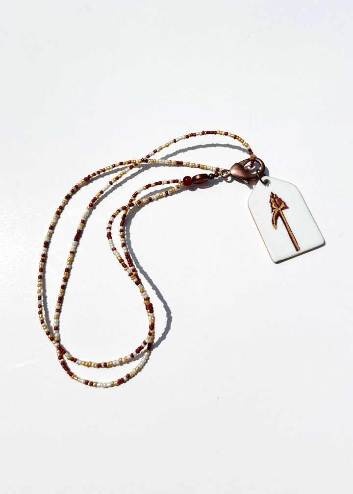 Spear Mascot Garnet Gold Game Day Necklace College Football