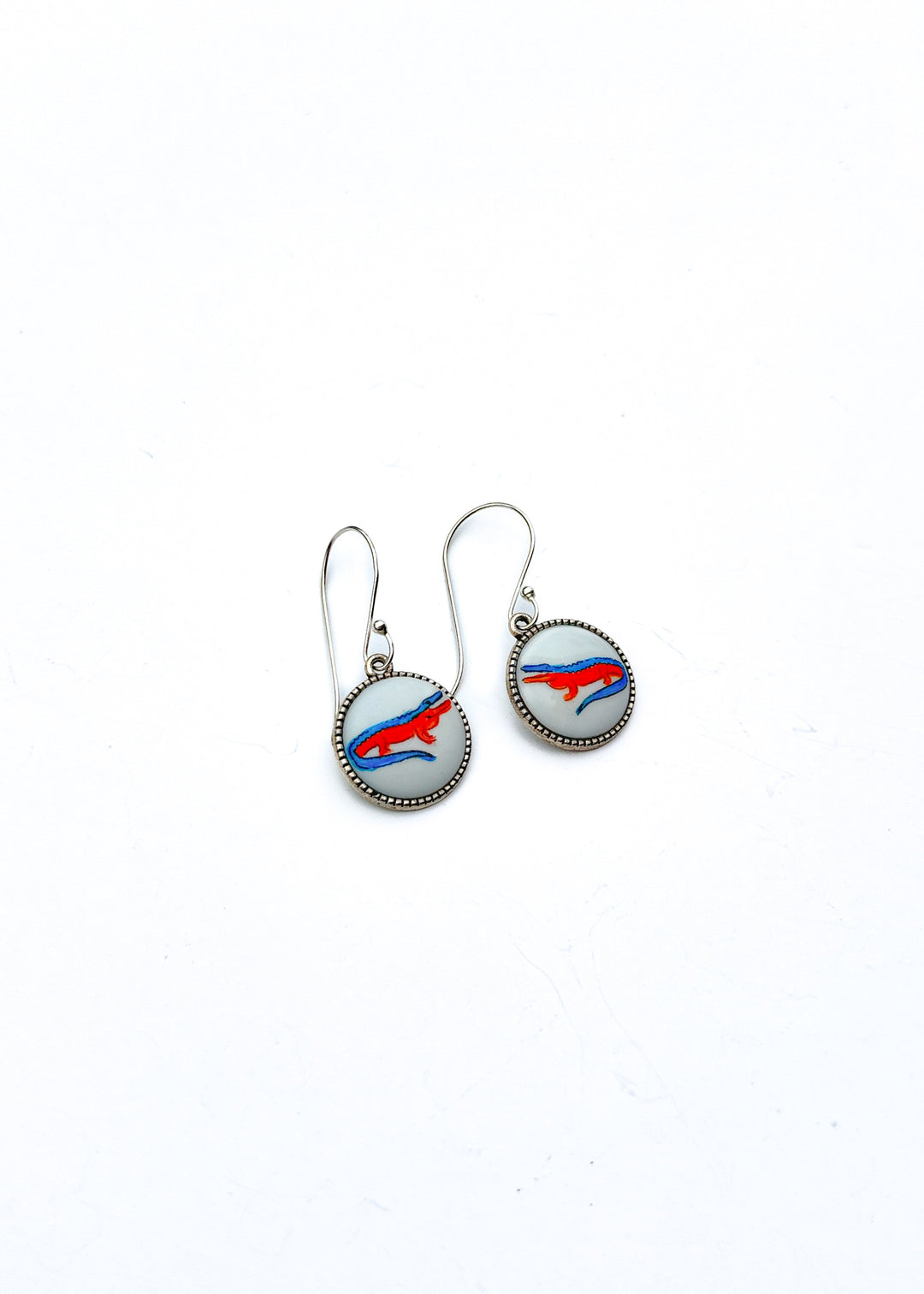Gator Game Day Silver Dangle Earrings Mascot Jewelry Football