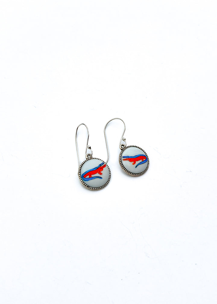 Gator Game Day Silver Dangle Earrings Mascot Jewelry Football