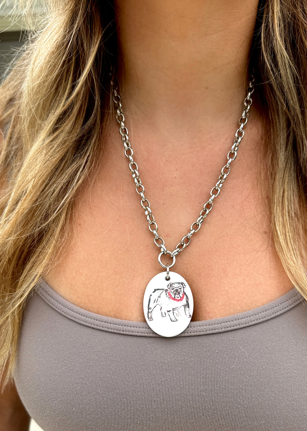 Bulldog Game Day Necklace Mascot Football Jewelry