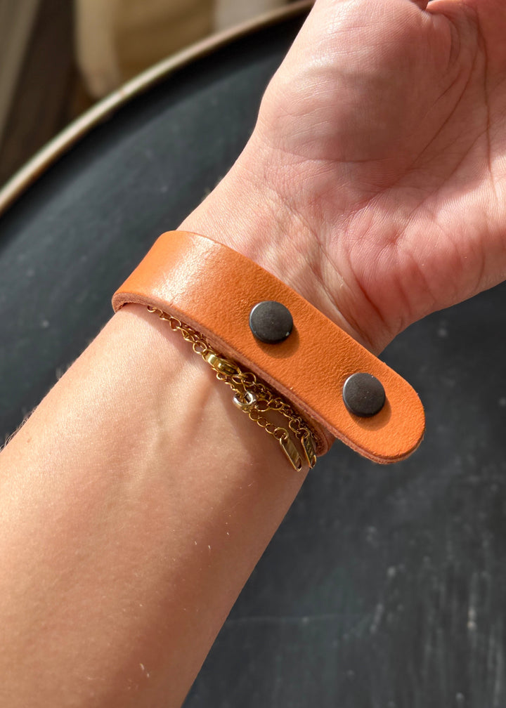 Orange Slice Porcelain Pendant Leather Wrap Bracelet