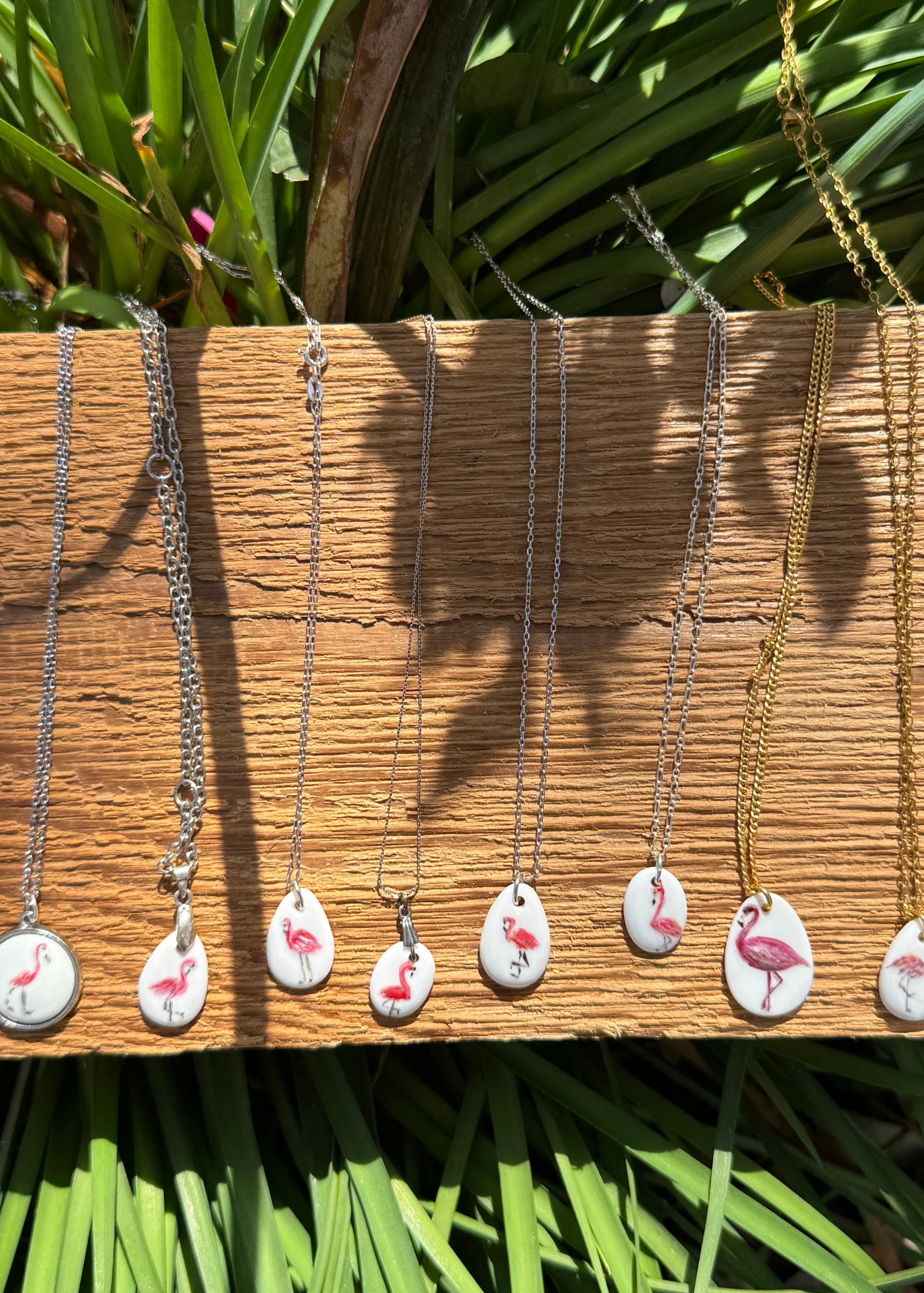 Flamingo Porcelain Pendent Necklace