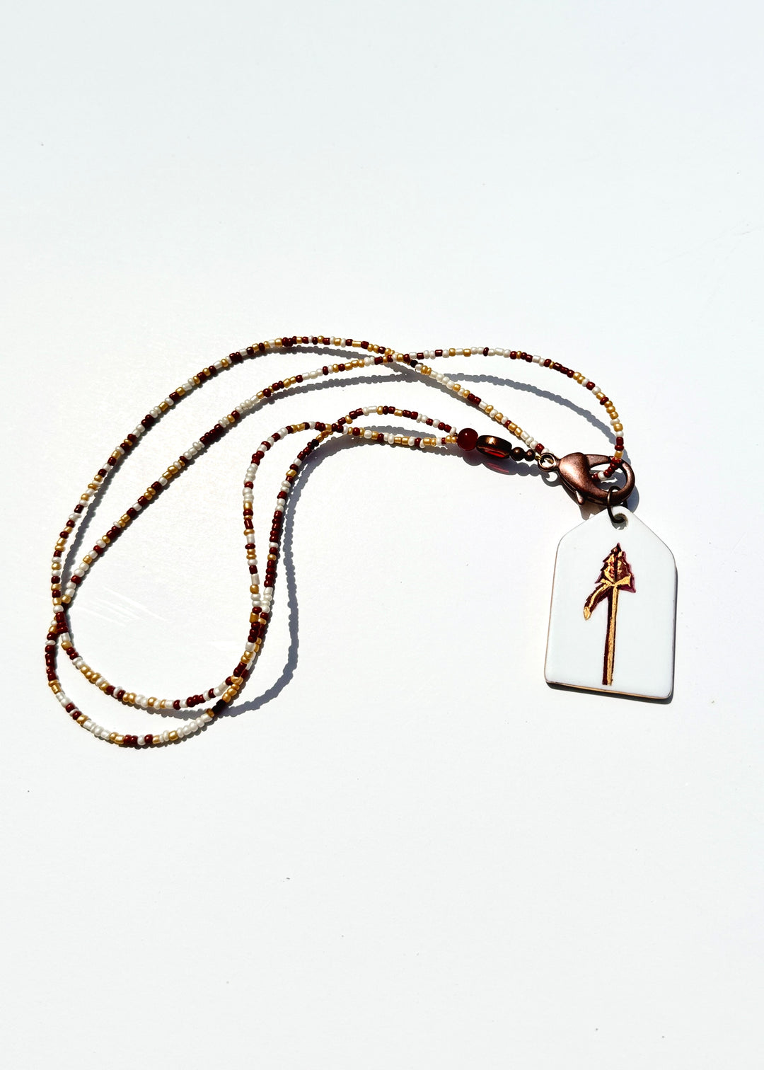 Spear Mascot Garnet Gold Game Day Necklace College Football