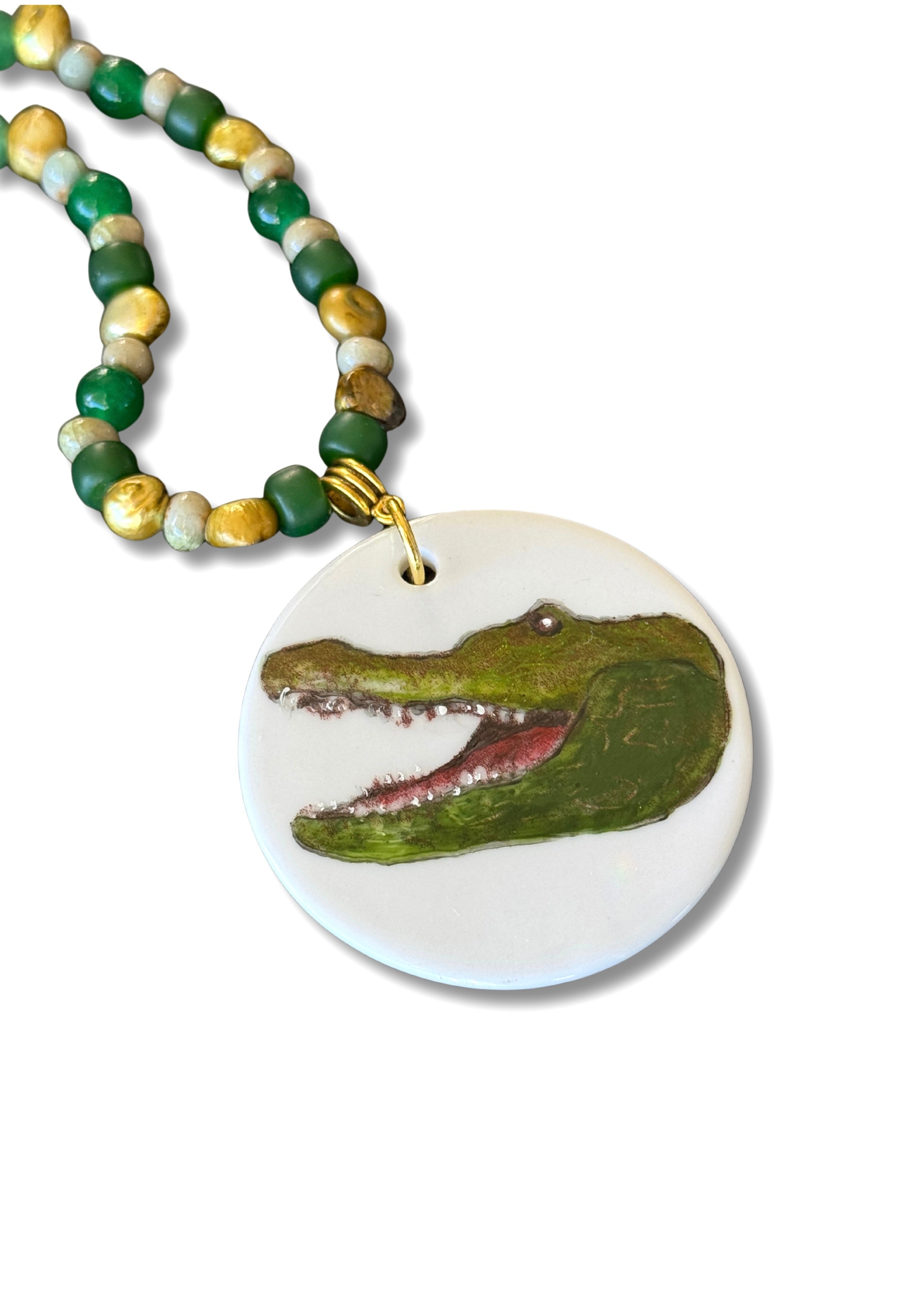 Florida Gator Game Day Green Beaded Necklace