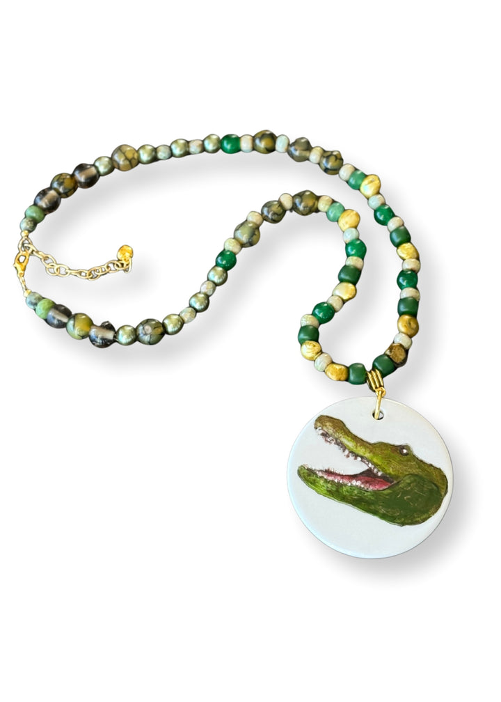 Florida Gator Game Day Green Beaded Necklace