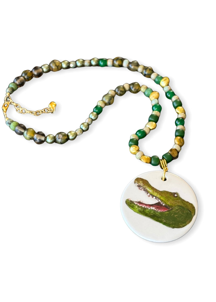 Florida Gator Game Day Green Beaded Necklace