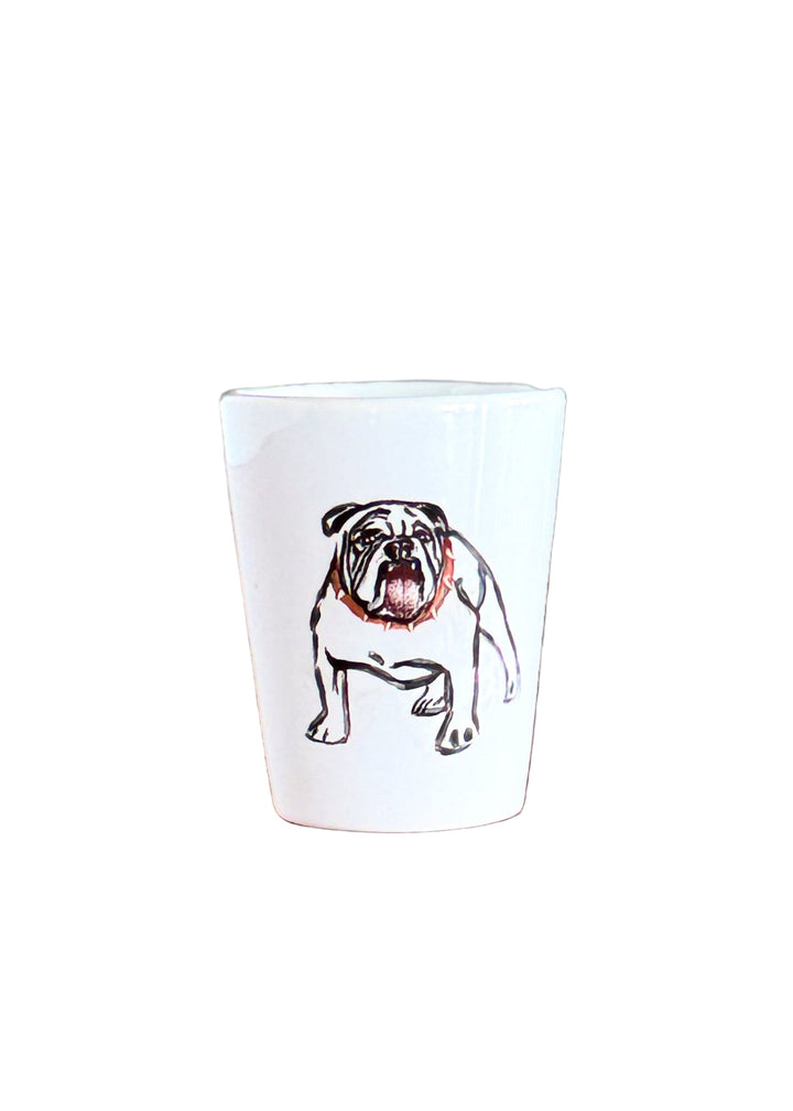Bulldog Shot Glass Red Black Ceramic