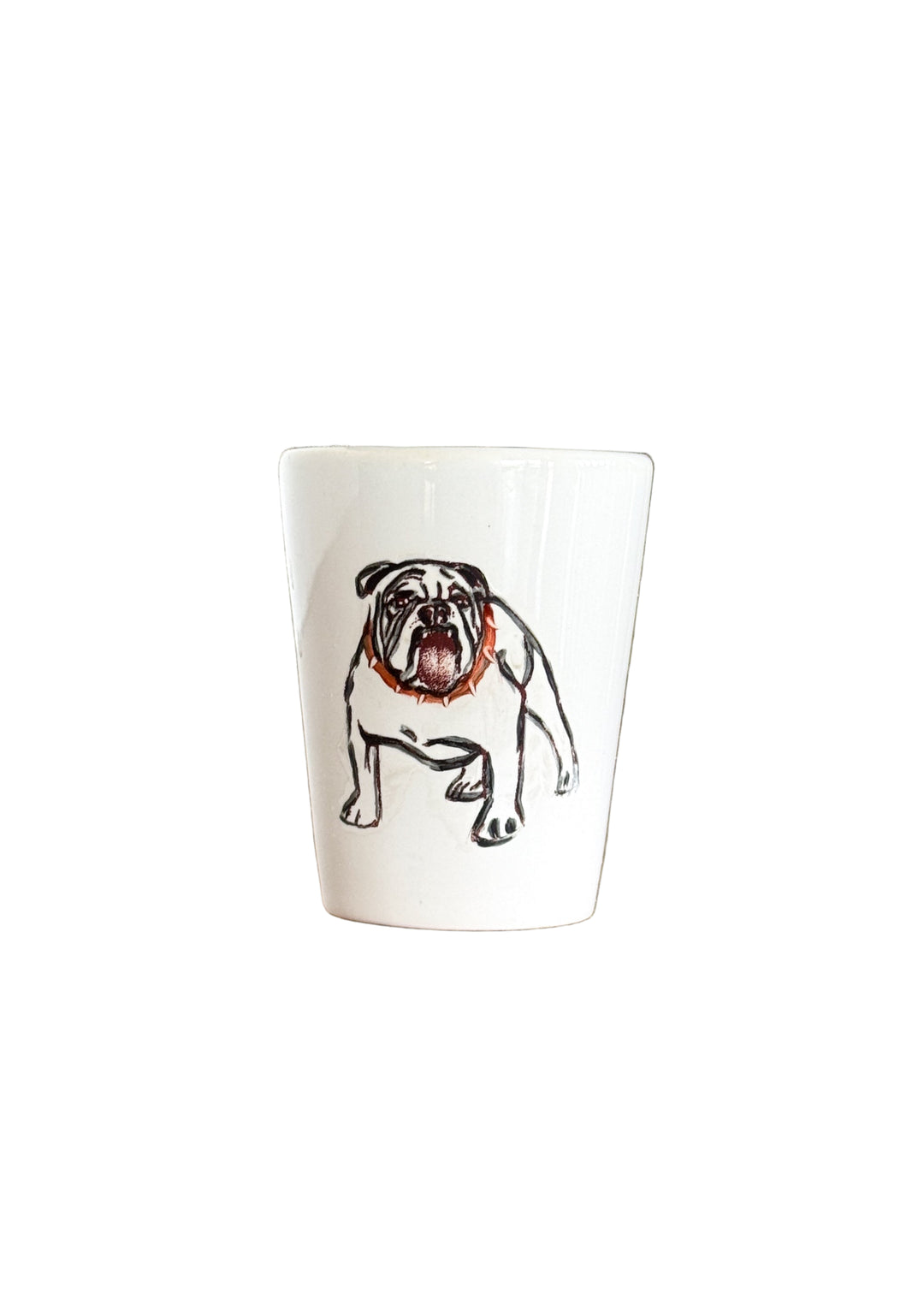 Bulldog Shot Glass Red Black Ceramic