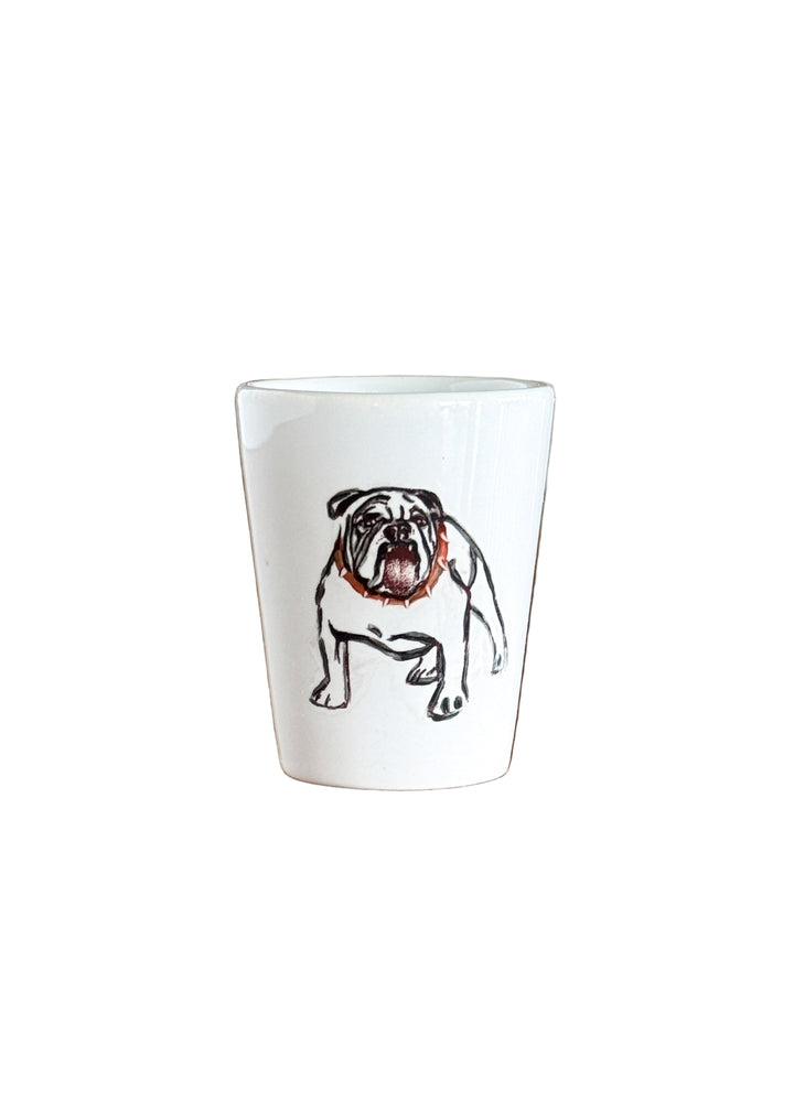 Bulldog Shot Glass Red Black Ceramic