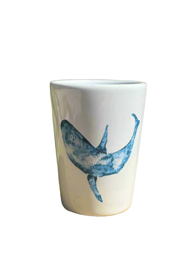 Coastal Whale White Ceramic Shot Glass