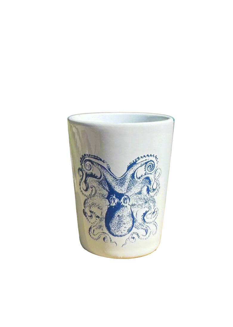 Blue Octopus Coastal Ceramic Shot Glass