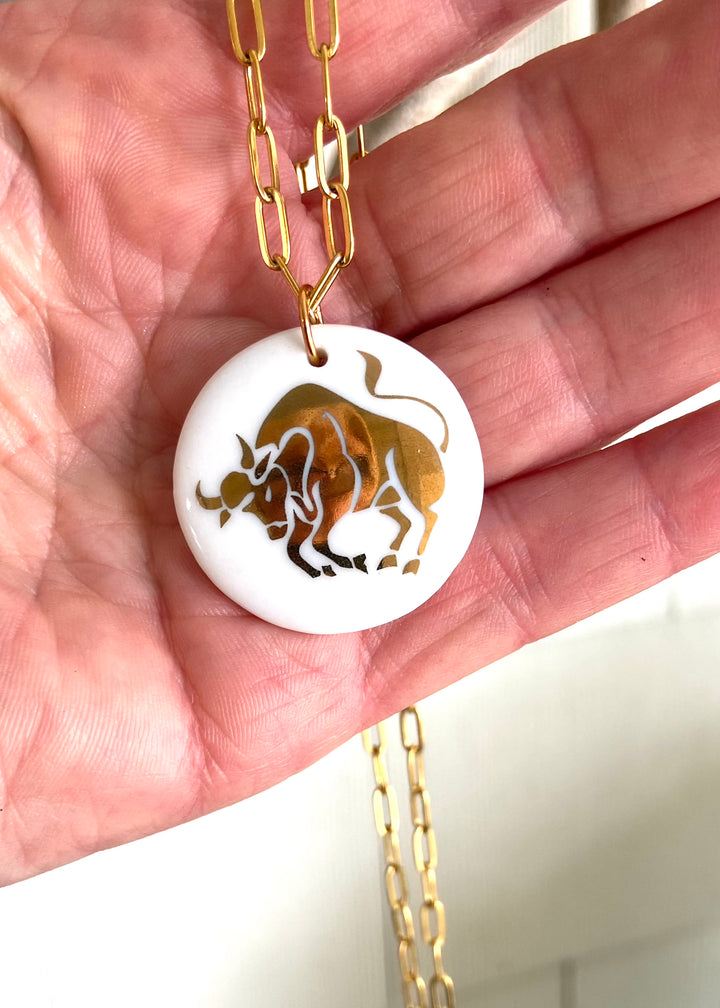 Taurus Zodiac Sign Taurus the Bull Horoscope Necklace Zodiac Necklace Zodiac Jewelry