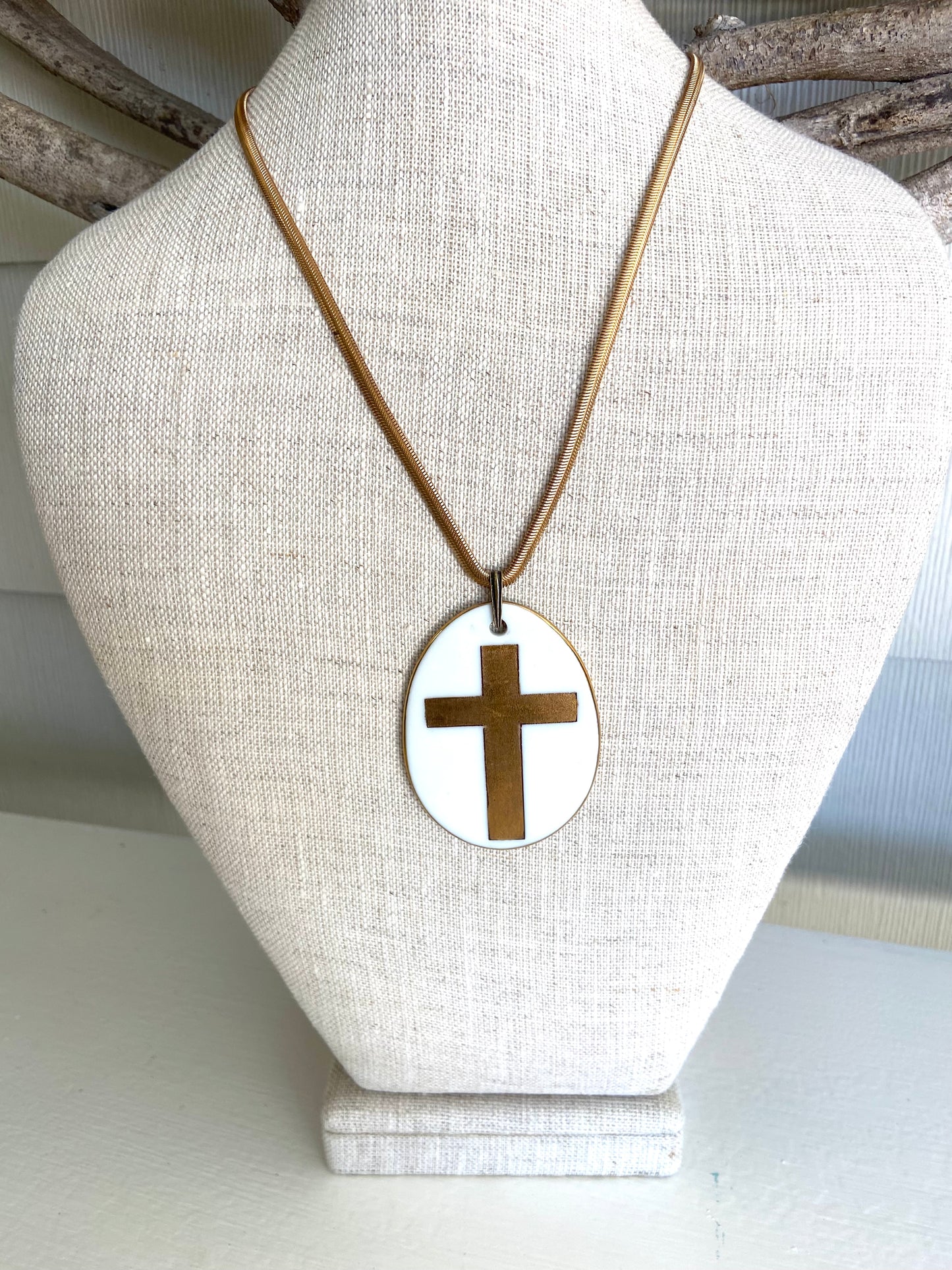 Cross Necklace large cross on a pendant gold filled chain necklace