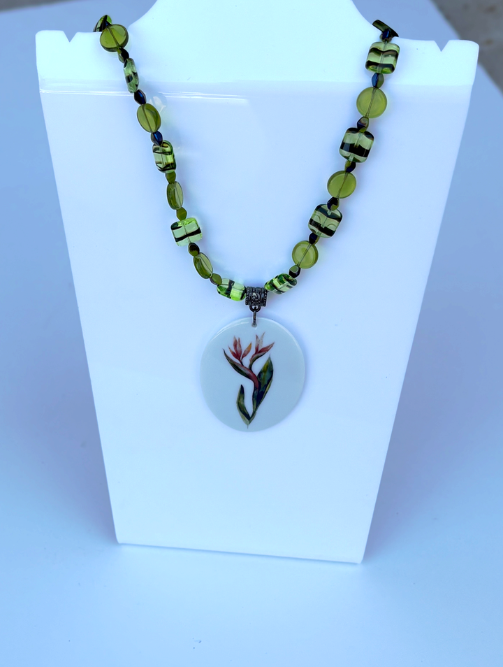 Floral Pendant Beaded Necklace Nature Lover Garden Flower
