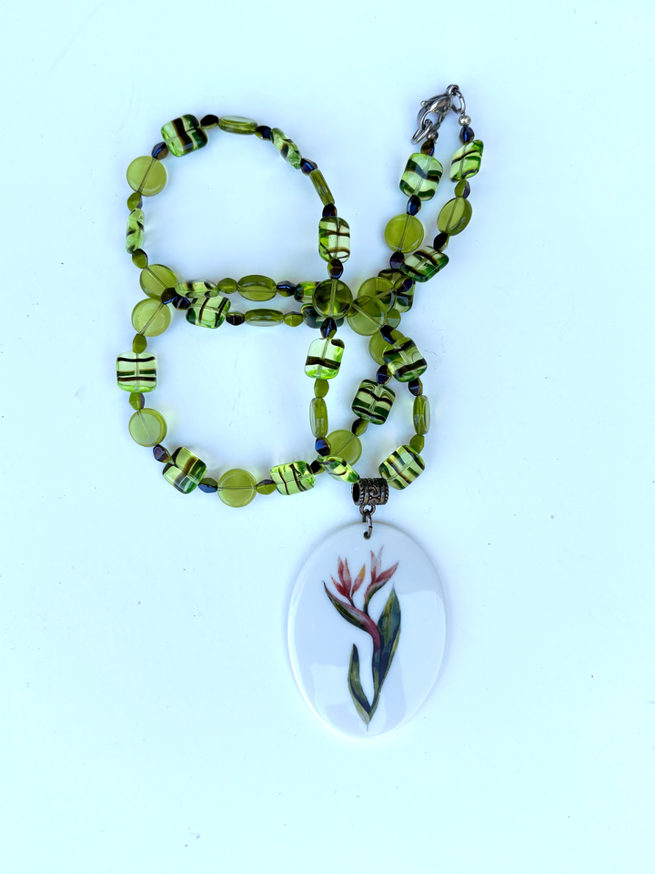 Floral Pendant Beaded Necklace Nature Lover Garden Flower