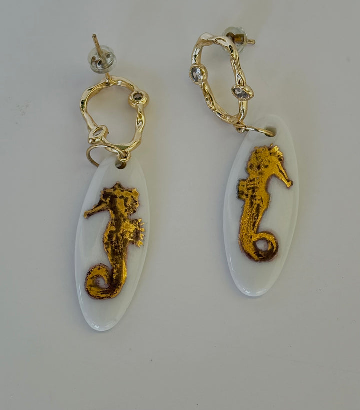 Seahorse Earrings Gold Jewelry Coastal
