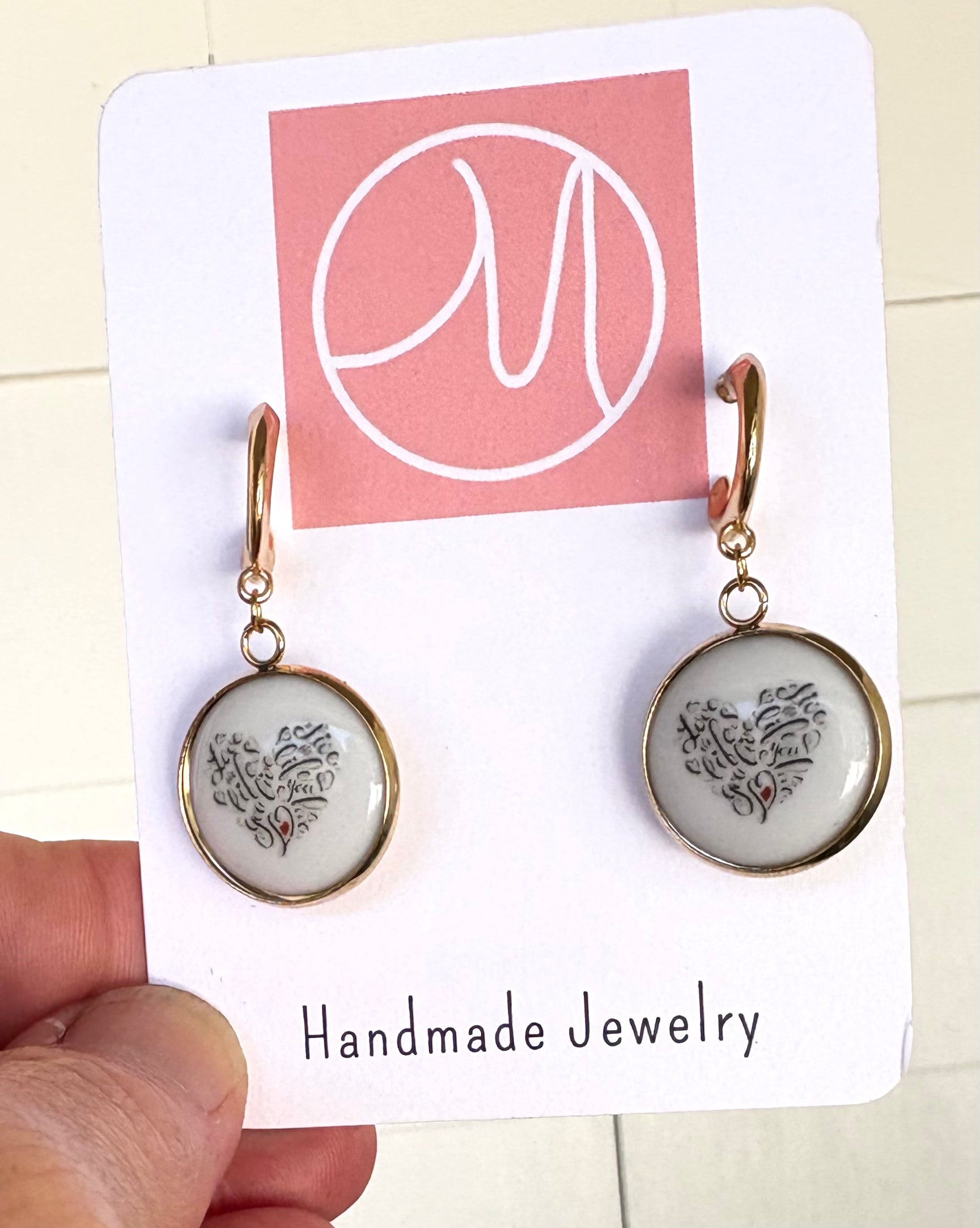Gold Filled Bezel Heart Earrings