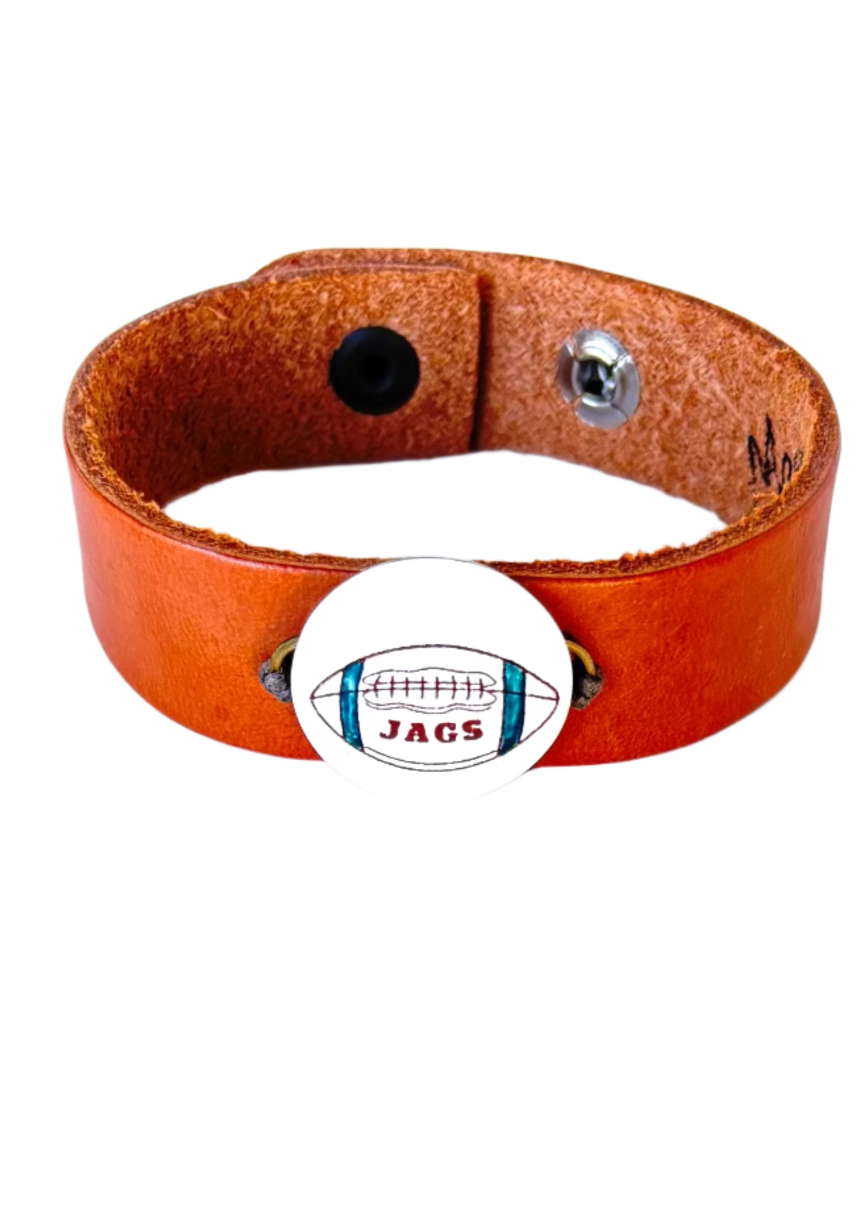 Porcelain Pendant Football Jags Leather Wrap Bracelet