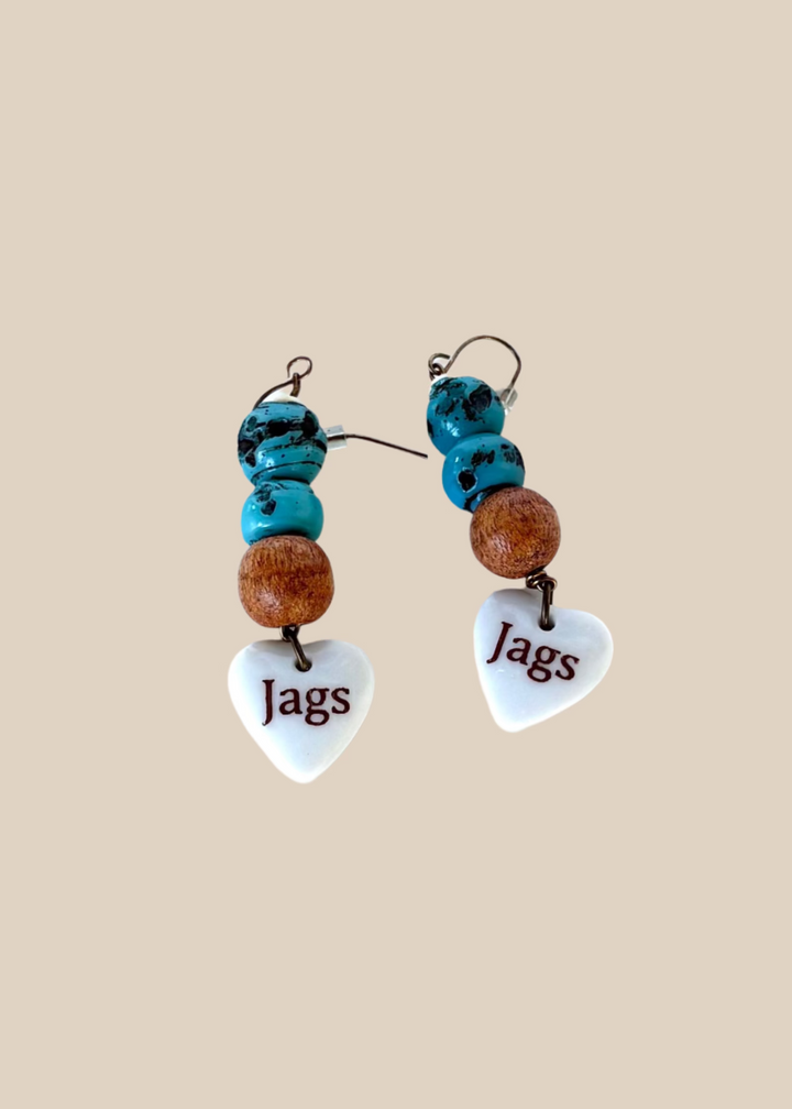 Teal and Wood Earrings Jags Jacksonville Jaguar Game Day Jewelry