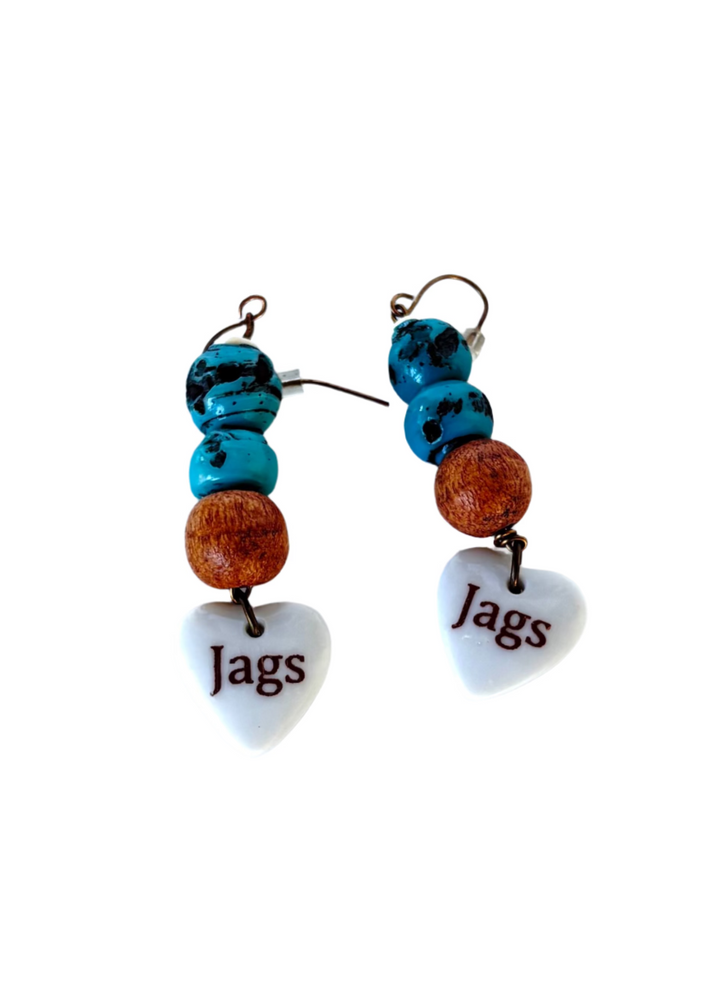Teal and Wood Earrings Jags Jacksonville Jaguar Game Day Jewelry