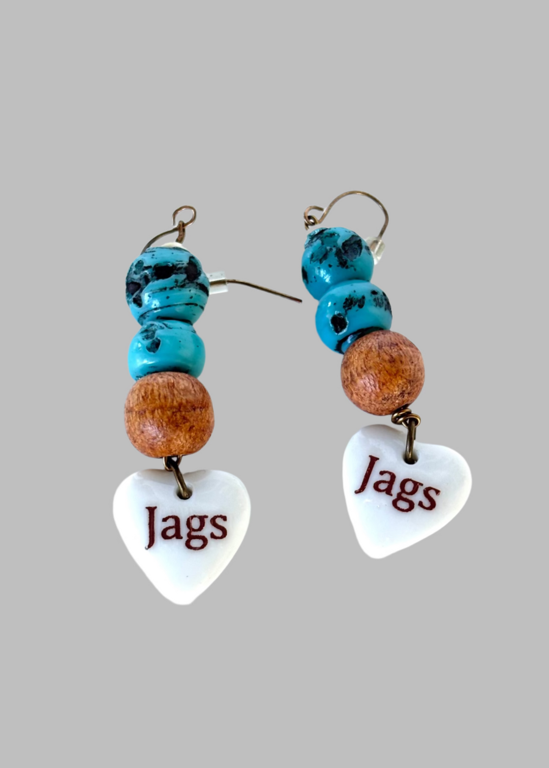 Teal and Wood Earrings Jags Jacksonville Jaguar Game Day Jewelry