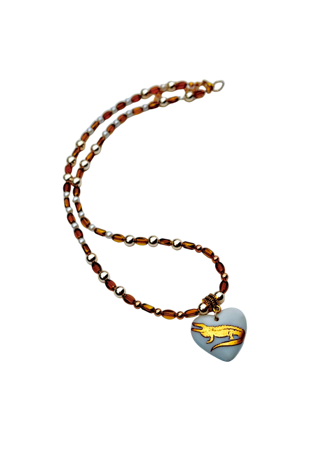 Gator Game Day Necklace Gold Beaded Jewelry College Football