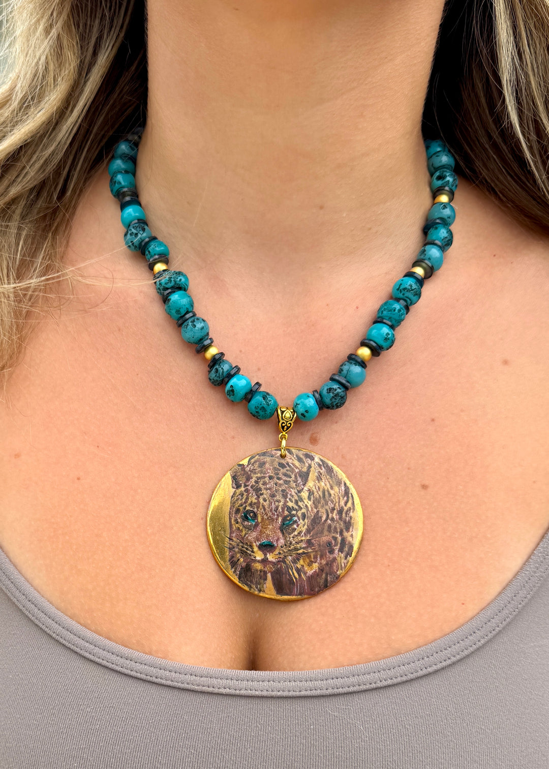 Jaguar Game Day Porcelain Pendant Necklace Mascot Jewelry Football Season