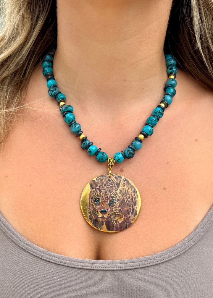 Jaguar Game Day Porcelain Pendant Necklace Mascot Jewelry Football Season