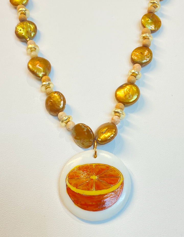 Florida necklace sunshine state orange slice hand painted