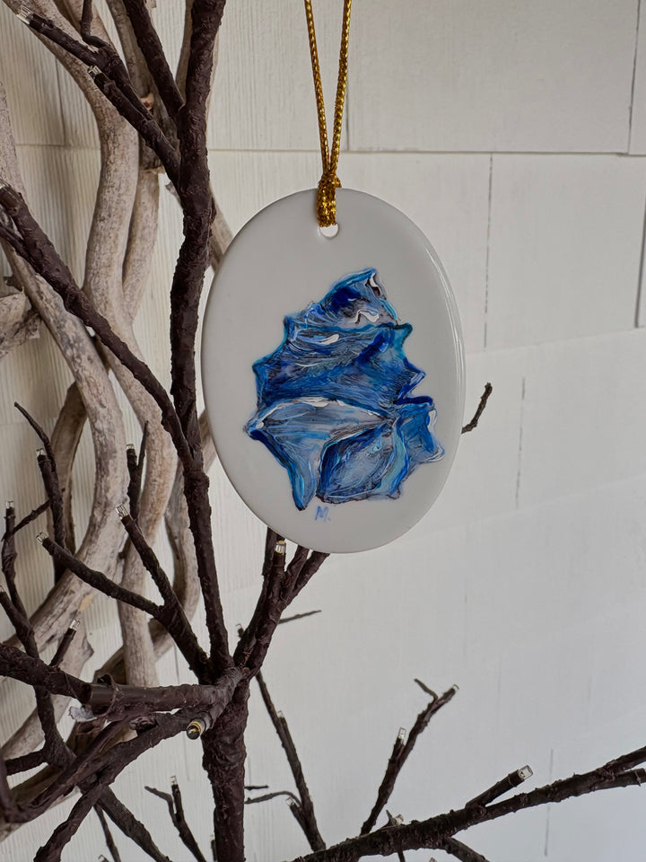 Spiral Seashell Oval Ornament
