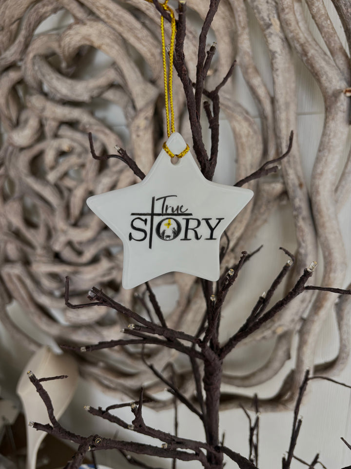 Star-Shaped “True Story” Porcelain Ornament