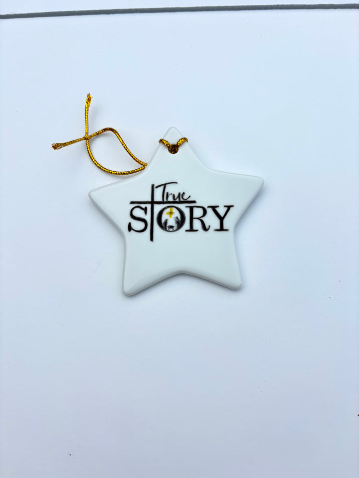 Star-Shaped “True Story” Porcelain Ornament