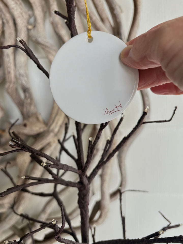 White Circle “Love” Porcelain Ornament